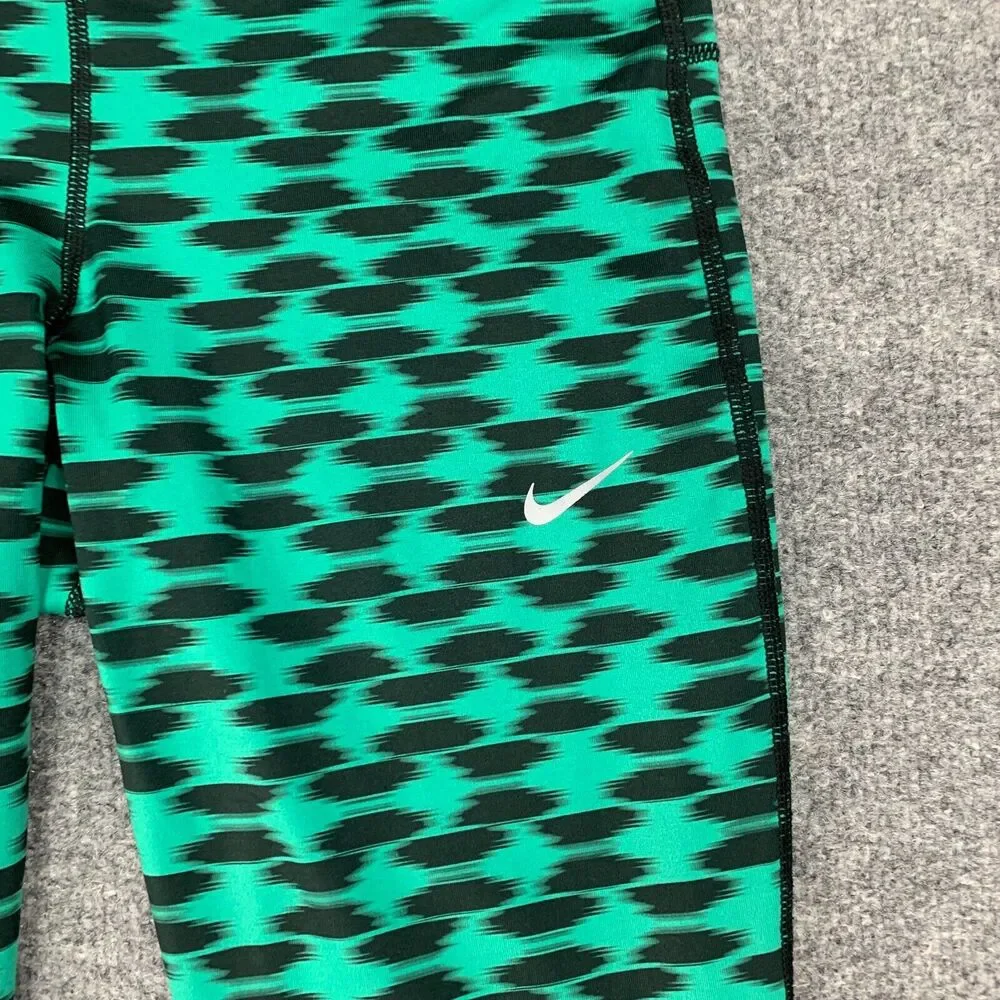 Nike Relay Printed Cropped Legging Women M Green Stretch Dri Fit Drawstring Pant